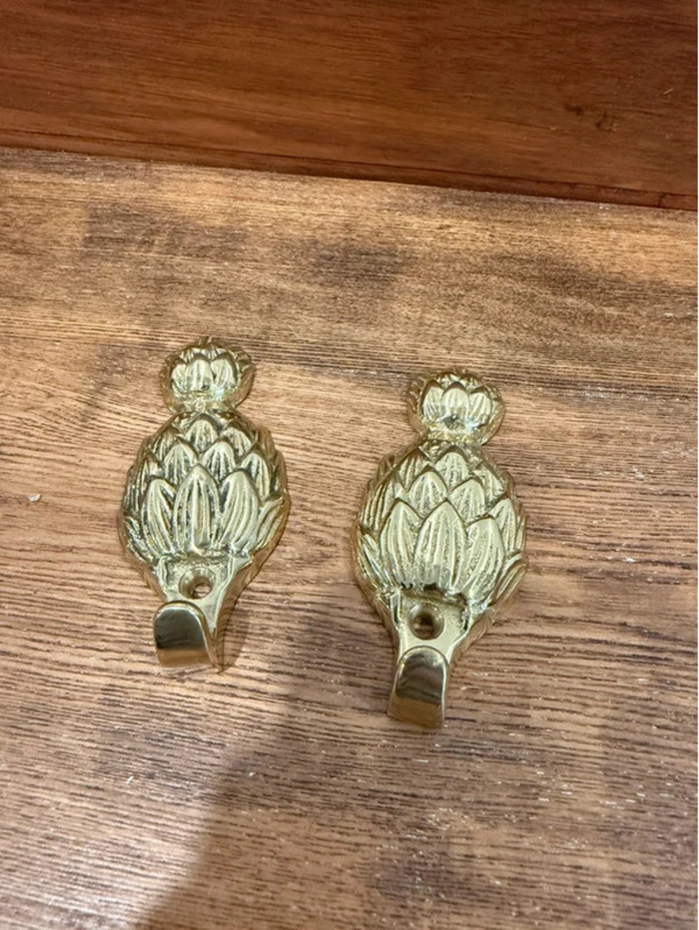 Vintage Brass Pineapple Wall Hooks Set of 2 Hollywood Regency